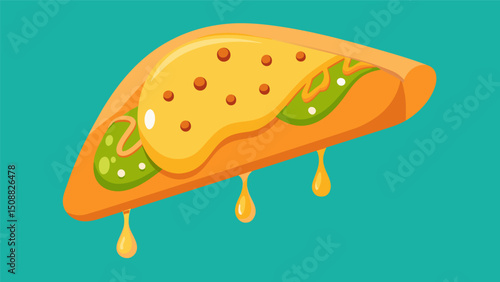 A bite of pupusa dipped in curtido creates a harmonious blend of flavors the rich and buttery pupusa balancing out the tanginess of the curtido.. Vector illustration
