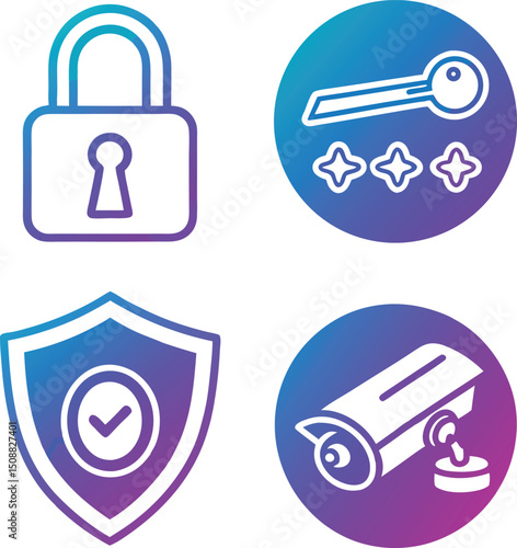 Security camera icon showing surveillance equipment and tools for web and business design