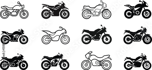 Bike silhouette vector illustration. set of bike icons.