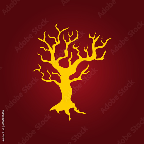 Dry tree trendy artwork magnificent abstract vector illustration colorful applicable design