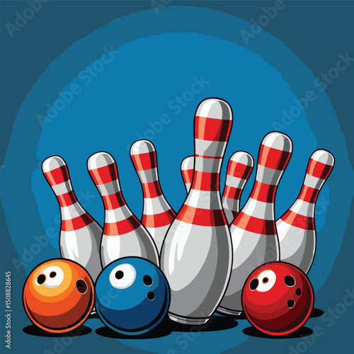 bowling vector art illustration for graphic design