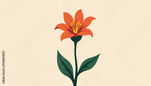 Vibrant flower blooming with green leaves, nature's beauty