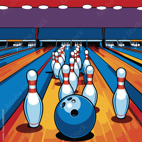 bowling vector art illustration for graphic design