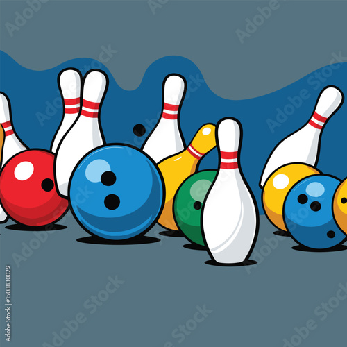 bowling vector art illustration for graphic design