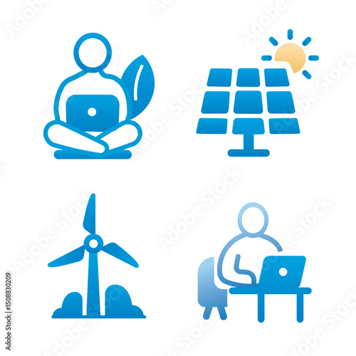 Remote Work and Green Energy Icons