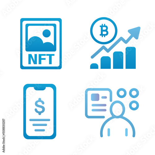 Digital Finance and Blockchain Icons