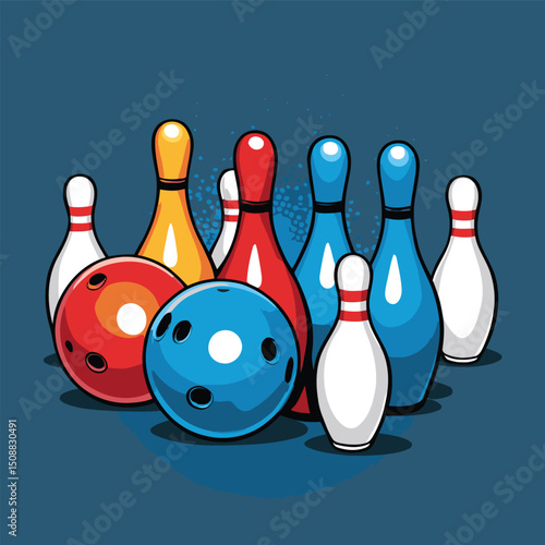 bowling vector art illustration for graphic design
