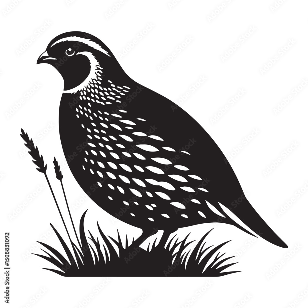 Fototapeta premium Hidden Trail Quail silhouette – Quail illustration – Minimalist Quail vector – Bird silhouette