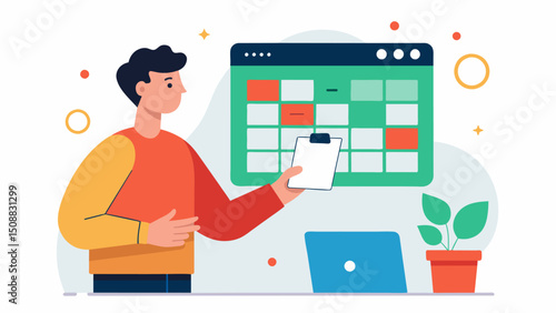 A designer utilizes data on user behavior and habits to implement a more streamlined and userfriendly interface for a digital calendar app.. Vector illustration