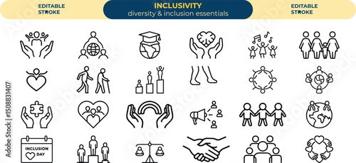 Diversity and inclusion icon collection. special vector icons set.