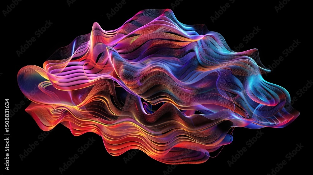 Obraz premium Abstract visualization of brain waves under stress with neural patterns