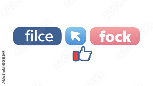 Social Media Button Parody with Misspelled Names and Thumbs Up Icon
