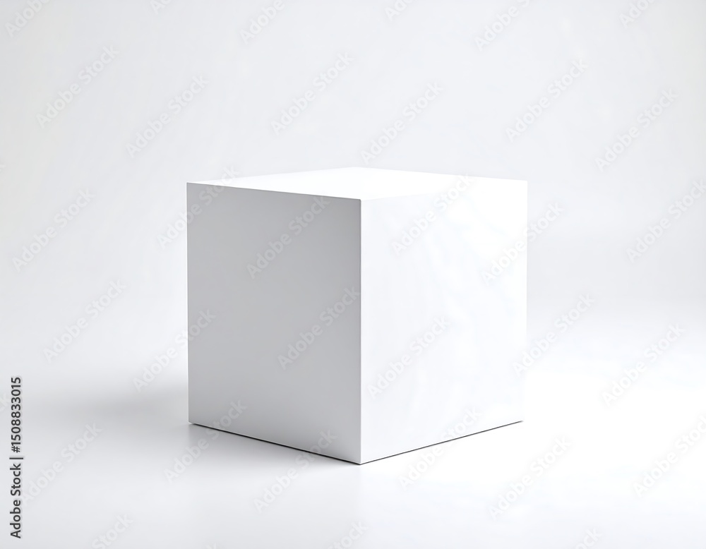 Naklejka premium Blank white cube on white background (1)