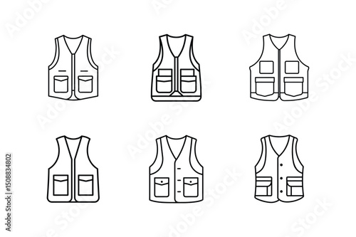 fishing vest icon line art vector illustration