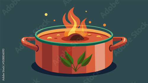 A rich and velvety scent emanates from the simmering pot hinting at a secret ingredient of caramelized onions.. Vector illustration