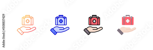First Aid Icon set multiple style collection
