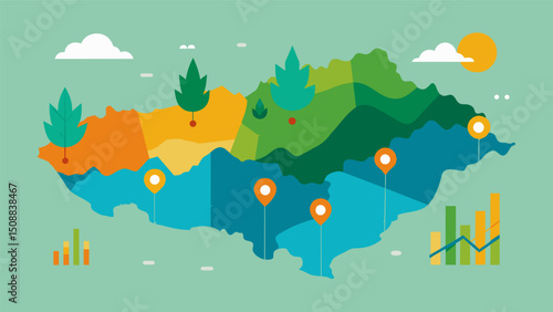 A data map shows fluctuations in crop prices across different regions helping farmers make informed decisions on where to sell their produce.. Vector illustration