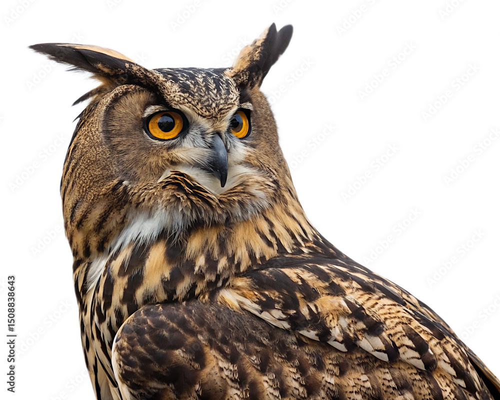Fototapeta premium Eurasian eagle owl bubo bubo isolated on transparent background 