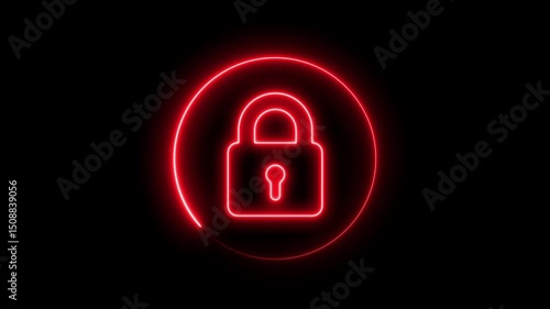 Wallpaper Mural Safety, security, privacy, password icon. bright glowing neon line animation lock icon protection safety security privacy password closed animation sign symbol Torontodigital.ca