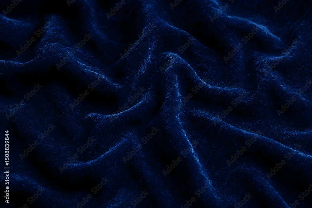 Photo of Dark blue velvet fabric with soft waves and elegant texture background Photo of Dark blue velvet fabric with soft waves and elegant texture background