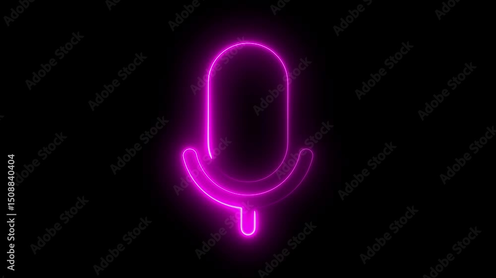 Voice recording podcast mic microphone button icon animation. neon line microphone icon . Audio podcast, live voice interview, on air, radio show, sound record. Voice recording podcast mic microphone button icon animation. neon line microphone icon . Audio podcast, live voice interview, on air, radio show, sound record.