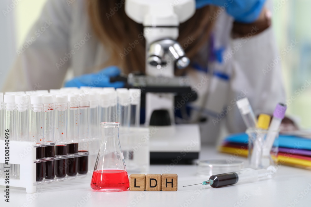 The laboratory analysis is focusing specifically on examining samples using a microscope and LDH testing equipment The laboratory analysis is focusing specifically on examining samples using a microscope and LDH testing equipment