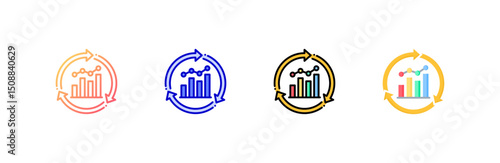 Continuous Improvement Icon set multiple style collection