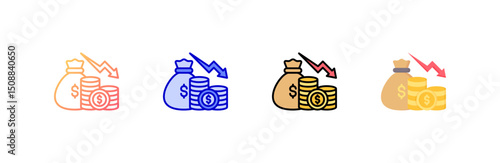 Reduction Icon set multiple style collection