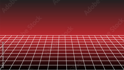 3d wireframe perspective grid room template design vector illustration background. Empty 3 dimension virtual room with perspective wireframe grid geometric sketch. Cyber virtual line interior frame.