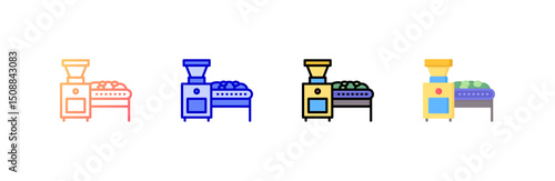Pitting Machine Icon set multiple style collection