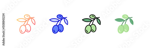 Olive Branch Icon set multiple style collection