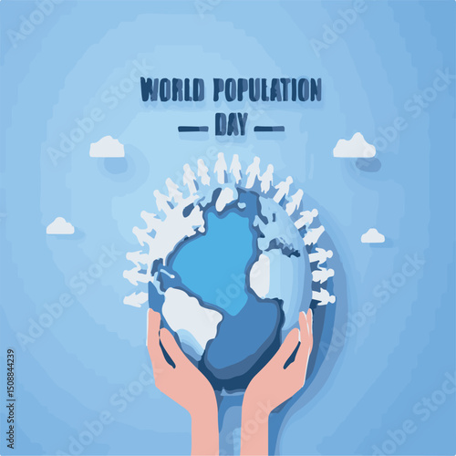 Global Human Figures on Earth – World Population Day Graphic - World Population Statistics Illustration – Demographic Visualization - Colorful People Standing Together – Diversity and Inclusion Vector