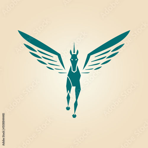 Pegasus trendy artwork magnificent abstract vector illustration colorful practical design