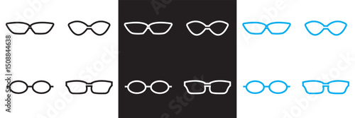 Sunglasses icon vector . Fashionable eyewear icon. black, white and blue  sunglasses icon.  Vector illustration. isolated on white and black background. EPS 10