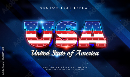 3d USA, editable vector text effect with modern concept. Suitable for american event theme.