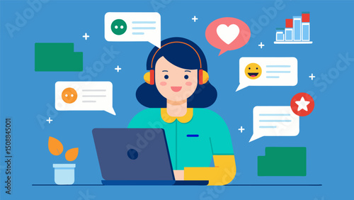 A customer service representative using data to personalize their interactions with customers making them feel valued and appreciated.. Vector illustration