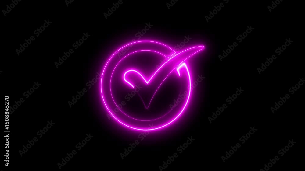 Neon Correct Neon line Check mark symbol. approved tick mark icon, Check mark neon ...