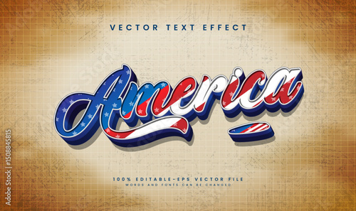 American vintage, editable vector text effect with modern concept. Suitable for american event theme.