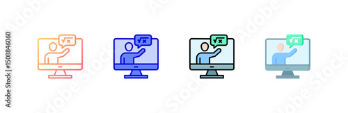 Online Teaching Icon set multiple style collection