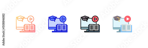 Blended Learning Icon set multiple style collection