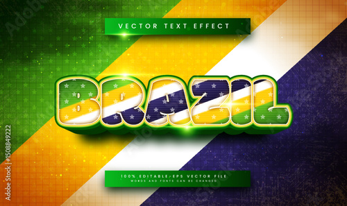 Brazil editable vector text effect, modern concept. Suitable for brazilian event theme.
