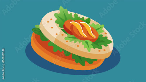 A veganfriendly option of arepas filled with roasted vegetables hummus and fresh herbs satisfying both taste and dietary preferences.. Vector illustration