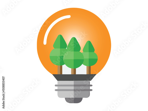 Lightbulb with trees inside green energy concept isolated on white background
