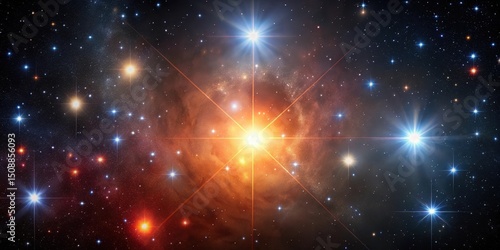 Asterism Betelgeuse in the constellation Orion, with a reddish hue and surrounded by stars , astronomy, Orion