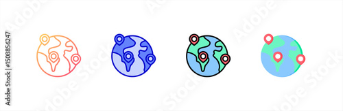Destination icon set multiple style collection