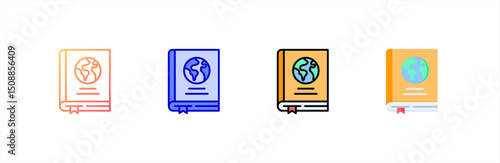Guide Book icon set multiple style collection
