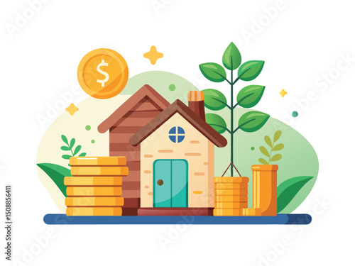 House investment savings growth concept illustration isolated on white background
