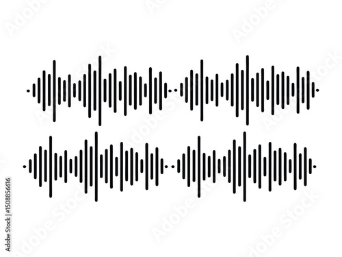 Abstract sound wave graphics isolated on white background
