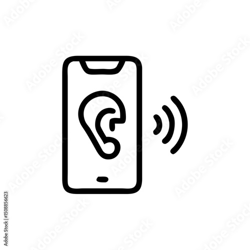 Smartphone with ear icon indicating listening support feature  