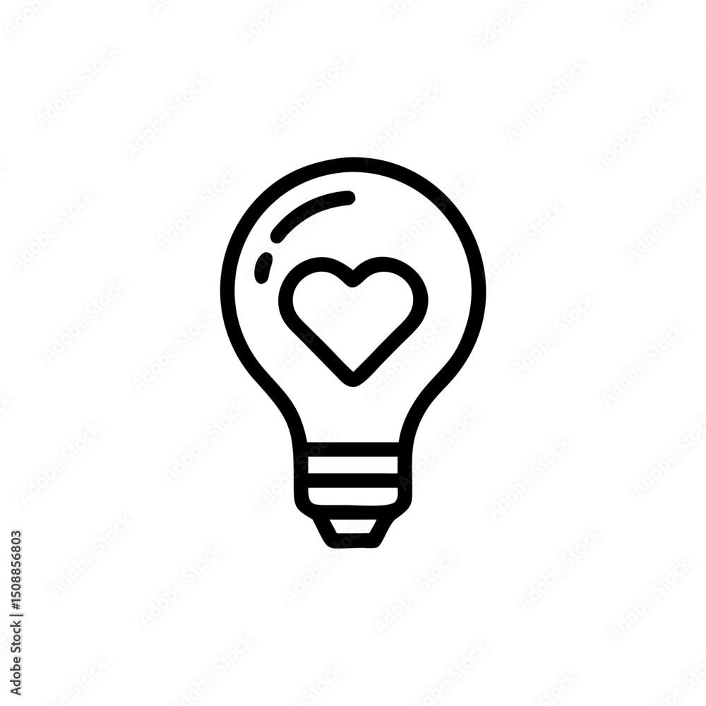 Light bulb with heart symbol representing creativity and ideas Light bulb with heart symbol representing creativity and ideas